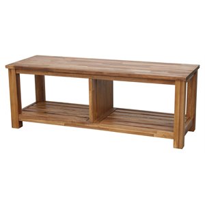 Pemberly Row 43.5&quot Solid Acacia Wood TV Bench in Brown/Amber