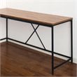 Pemberly Row Contemporary Wood and Metal Corner Desk in Acacia/Black