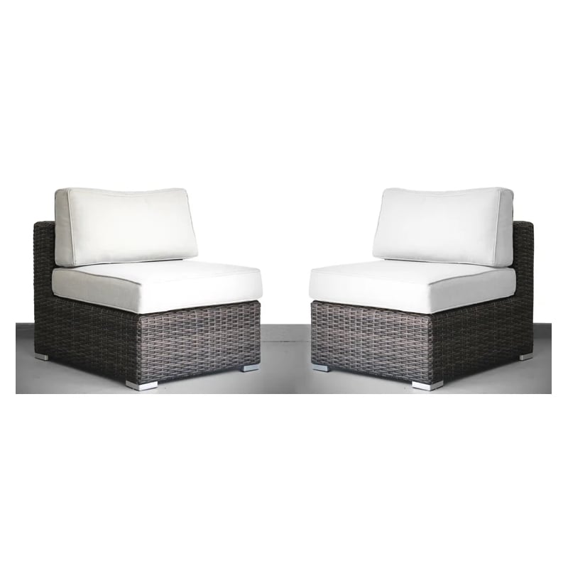 Pemberly Row 2PC Wicker / Rattan Seating Group w/Cushions in Gray