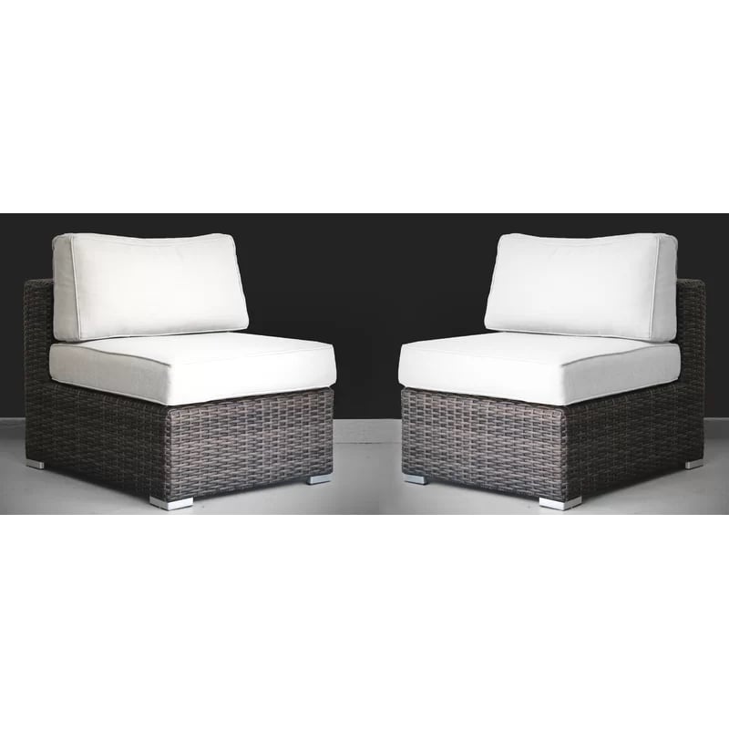 Pemberly Row 2PC Wicker / Rattan Seating Group w/Cushions in Gray