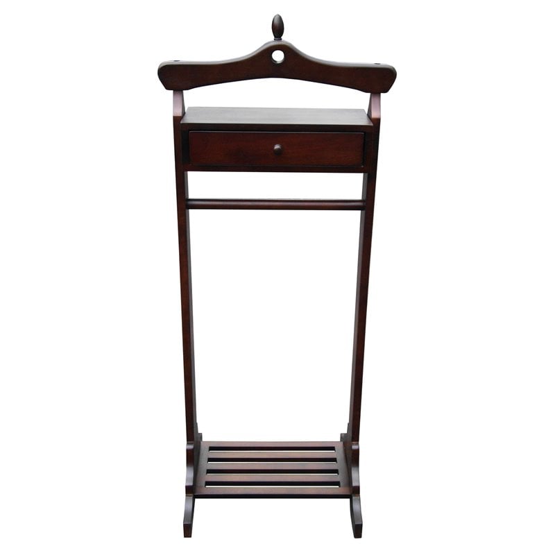 Pemberly Row Traditional Solid Mahogany Wood Royal Valet in Dark Brown