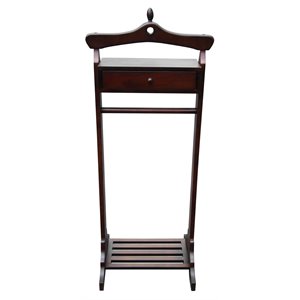 Pemberly Row Traditional Solid Mahogany Wood Royal Valet in Dark Brown