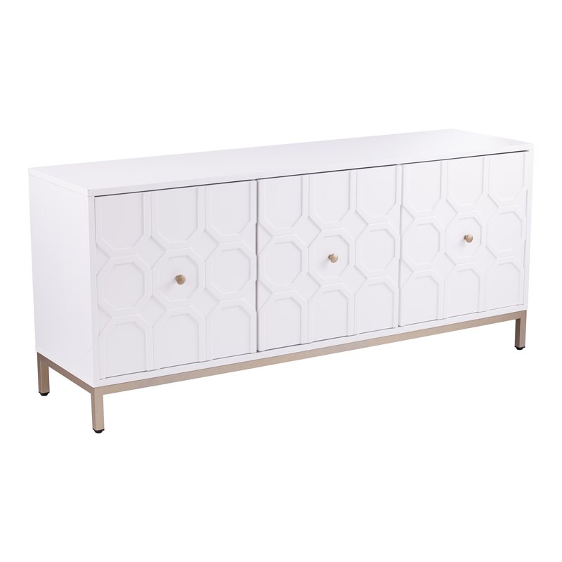 Pemberly Row Contemporary 3-Door Accent Cabinet in Antique White