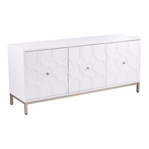 Pemberly Row Contemporary 3-Door Accent Cabinet in Antique White