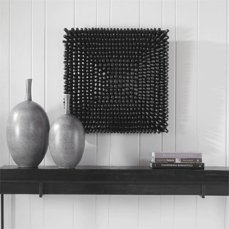 Pemberly Row Contemporary Beech Wood and Fir Wall Panel in Satin Black