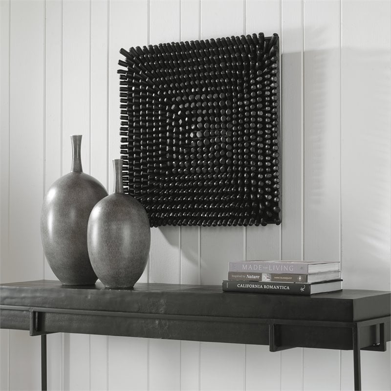 Pemberly Row Contemporary Beech Wood and Fir Wall Panel in Satin Black