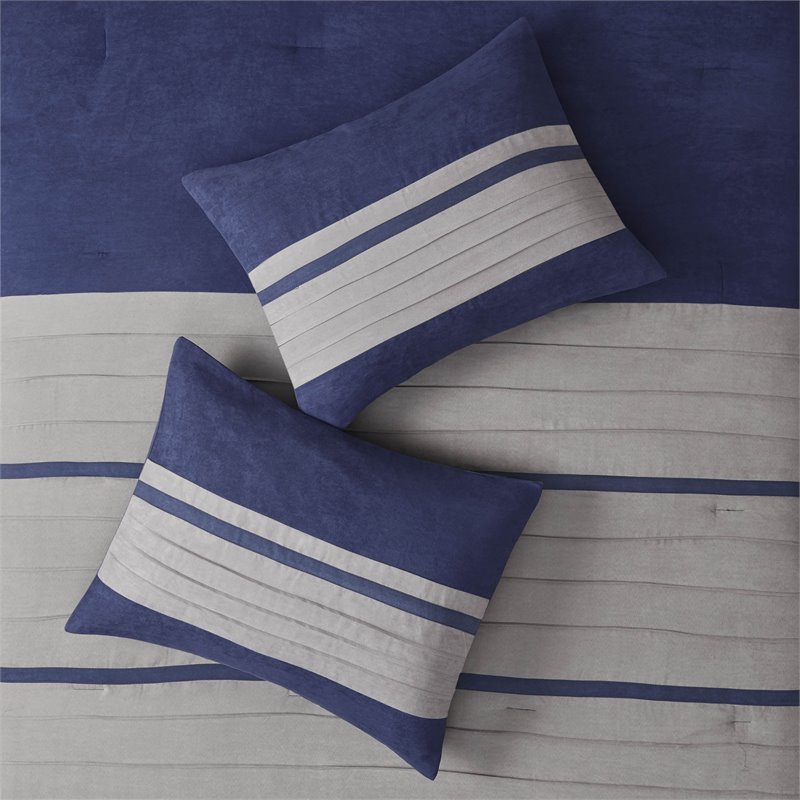 Pemberly Row 7-Piece Polyester Microsuede Comforter Set in Blue