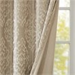 Pemberly Row Mirage Fabric Knitted Jacquard Total Blackout Window Panel in Beige