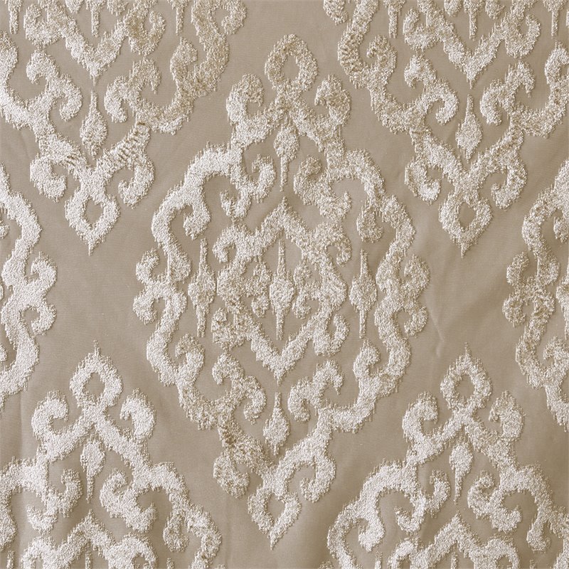 Pemberly Row Mirage Fabric Knitted Jacquard Total Blackout Window Panel in Beige
