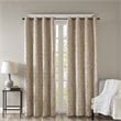 Pemberly Row Mirage Fabric Knitted Jacquard Total Blackout Window Panel in Beige