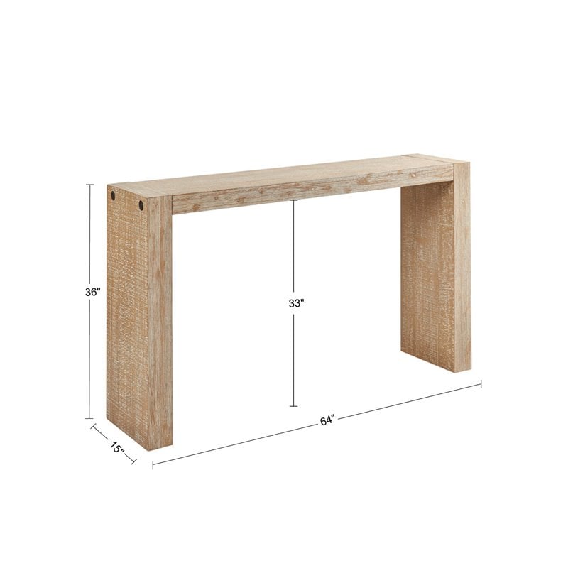Pemberly Row Contemporary Solid Wood Console Table in Natural/Wheat