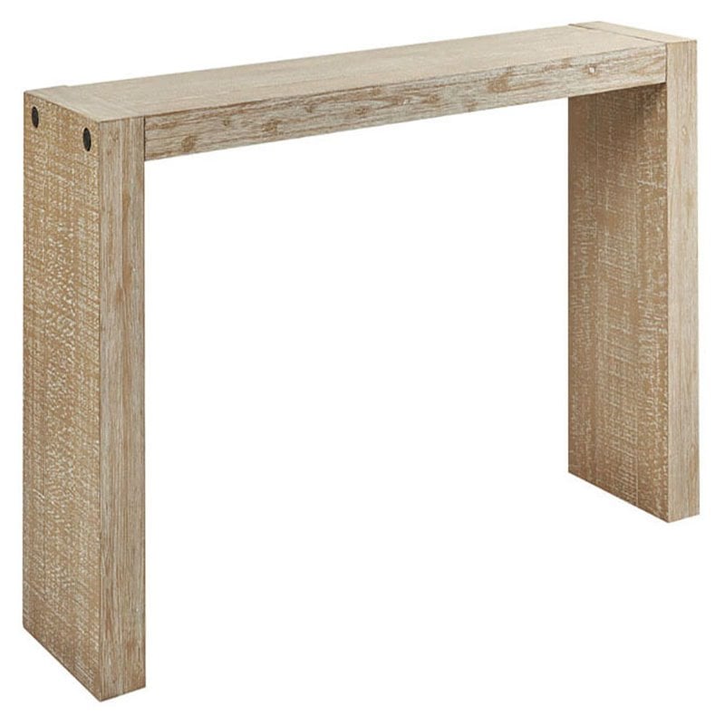Pemberly Row Contemporary Solid Wood Console Table in Natural/Wheat