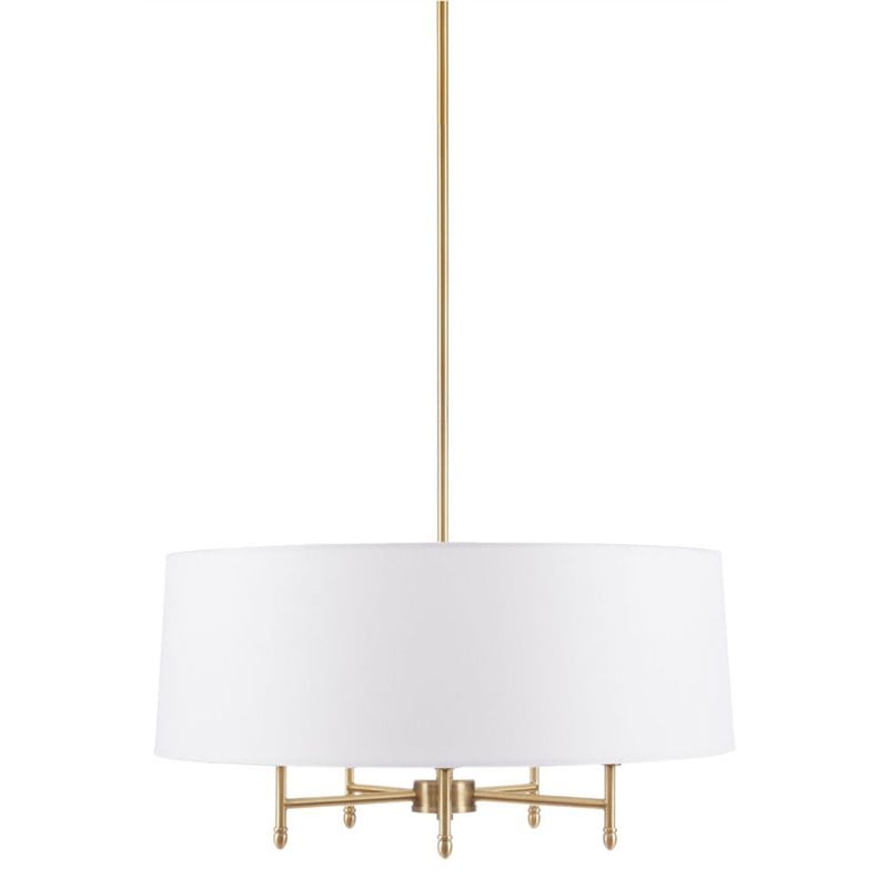 Pemberly Row Transitional Fabric and Metal Chandelier in Gold/White