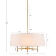 Pemberly Row Transitional Fabric and Metal Chandelier in Gold/White