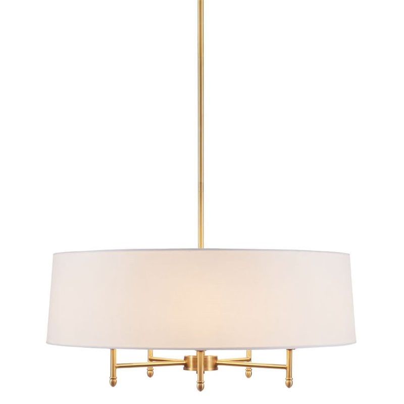 Pemberly Row Transitional Fabric and Metal Chandelier in Gold/White