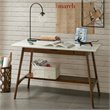 Pemberly Row Mid-Century MDF Rubber Wood Desk in Off White/Pecan