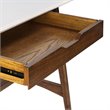 Pemberly Row Mid-Century MDF Rubber Wood Desk in Off White/Pecan