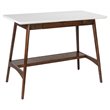 Pemberly Row Mid-Century MDF Rubber Wood Desk in Off White/Pecan