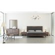 Pemberly Row Modern Wood and Stainless Steel Bedroom Nightstand in Walnut