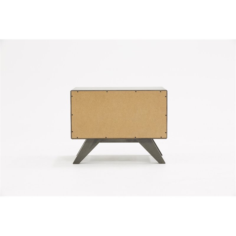 Pemberly Row Modern Wood and Stainless Steel Bedroom Nightstand in Gray
