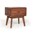 Pemberly Row Mid-Century Wood and Stainless Steel Nightstand in Walnut
