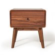 Pemberly Row Mid-Century Wood and Stainless Steel Nightstand in Walnut