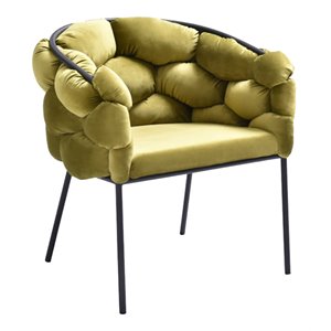 Pemberly Row 18&quot Modern Velour Fabric and Metal Dining Chair in Green