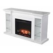 Pemberly Row Touch Screen Wood Bookcase Electric Fireplace in White