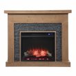 Pemberly Row Touch Screen Wood Electric Fireplace in Natural/Gray