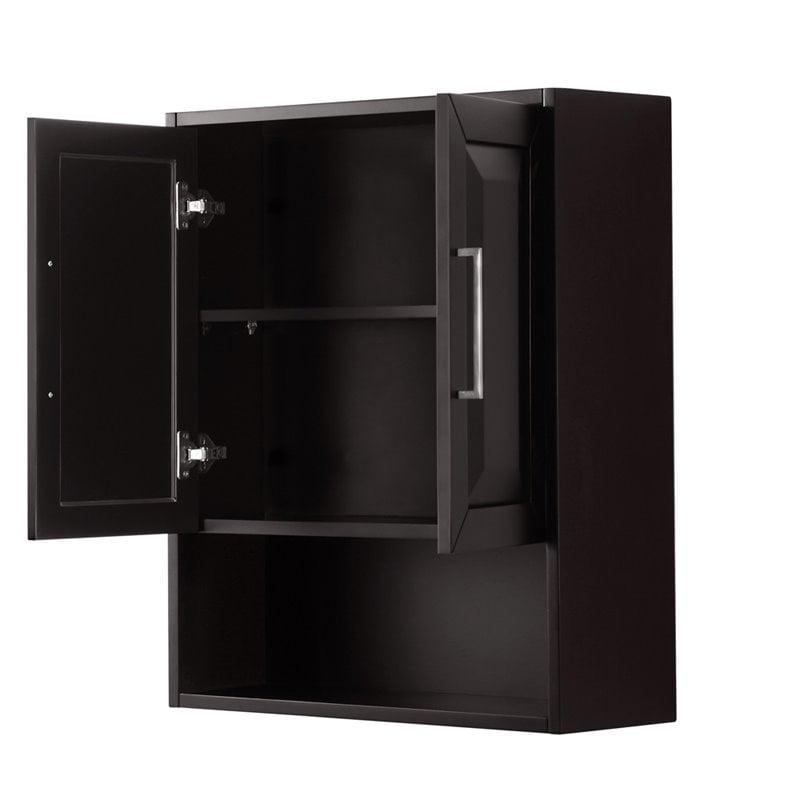 Pemberly Row Wood Wall-Mounted Storage Cabinet in Espresso/Chrome