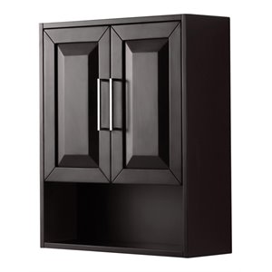 Pemberly Row Wood Wall-Mounted Storage Cabinet in Espresso/Chrome