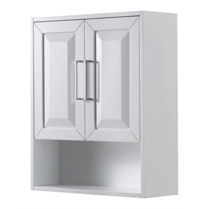 Pemberly Row Wood Wall-Mounted Storage Cabinet in White/Chrome