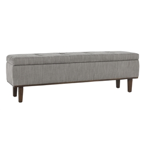 Pemberly Row 54&quot Polyester Fabric Tufted Storage Bench in Gray