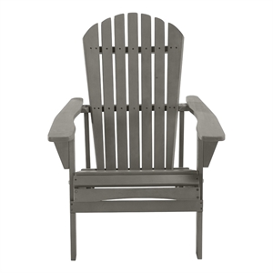 Pemberly Row Transitional Pine Solid Wood Adirondack Chair in Gray