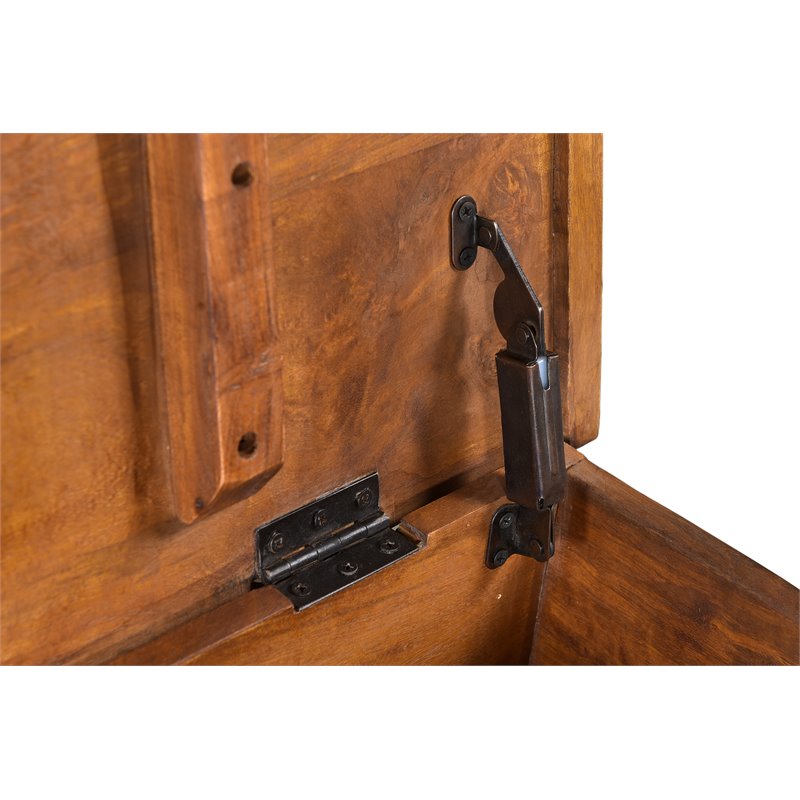 Pemberly Row Modern Carved Solid Wood Storage Ottoman in Black