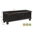 Pemberly Row Modern Carved Solid Wood Storage Ottoman in Black