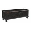 Pemberly Row Modern Carved Solid Wood Storage Ottoman in Black