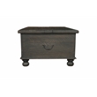 Pemberly Row Floral Carved Solid Wood Storage Coffee Table in Black