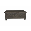 Pemberly Row Floral Carved Solid Wood Storage Coffee Table in Black