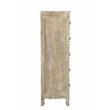 Pemberly Row 6-drawer Floral Carved Solid Wood Chest in Gray