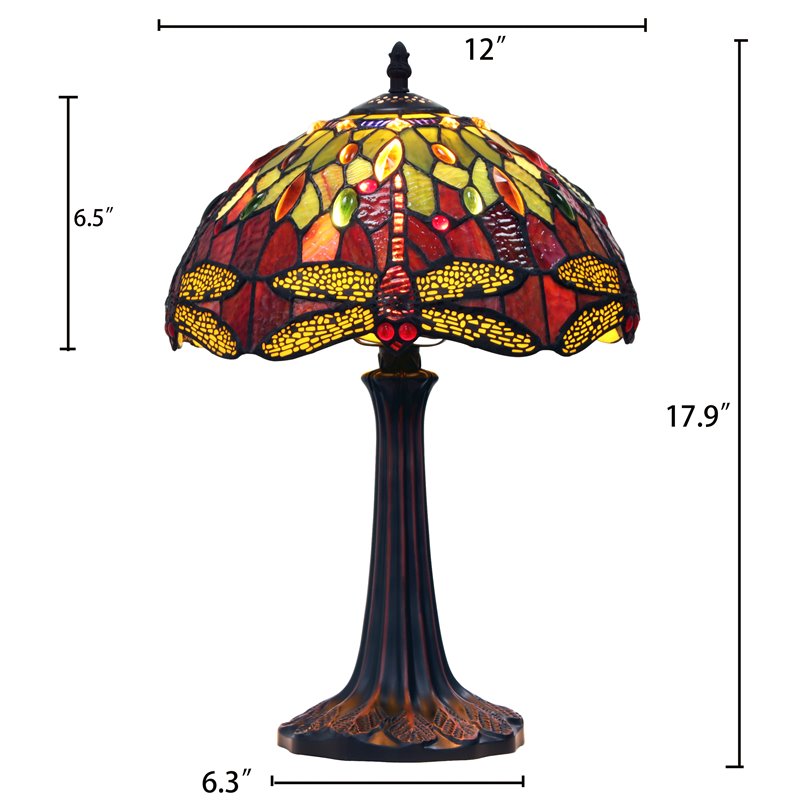 Pemberly Row 1-Light Glass Resin Empress Table Lamp in Dark Bronze