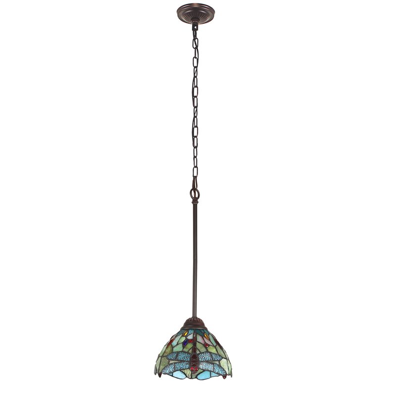 Pemberly Row 1-Light Iron and Glass Empress Mini Pendant in Bronze
