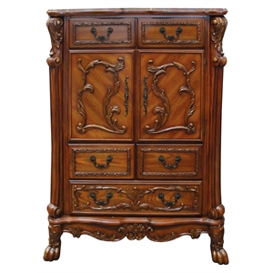 Pemberly Row Modern / Contemporary 5-Drawer Wood Chest in Cherry