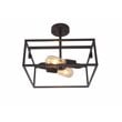 Pemberly Row 2-Light Square Metal Semi-Flush Pendant in Black/Brass