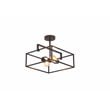 Pemberly Row 2-Light Square Metal Semi-Flush Pendant in Black/Brass
