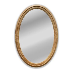 Pemberly Row Reflection 34&quot Oval Wood Framed Wall Mirror in Maple