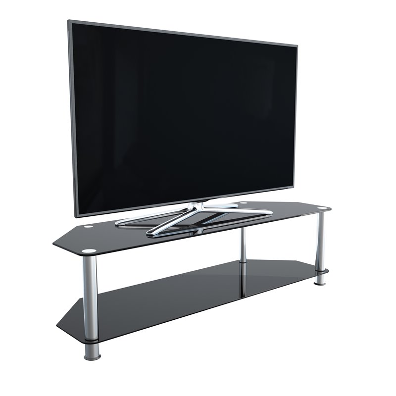Pemberly Row Steel and Glass TV Stand for up to 65