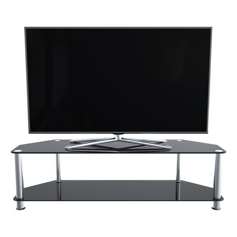 Pemberly Row Steel and Glass TV Stand for up to 65
