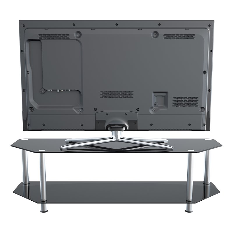 Pemberly Row Steel and Glass TV Stand for up to 65