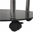Pemberly Row Steel and Glass Two Tier Round Wheeled End Table in Black/Chrome